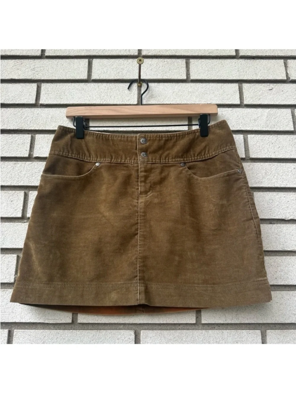Athleta Ridge Corduroy Skirt Brown Olive Mini 6 Petite Pockets Utility Retro Y2K